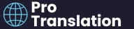 pro translation footer logo in white text