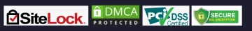 SiteLock, DMCA, Protected, Pci DSS Certified, Secure SSL Encryption Badges